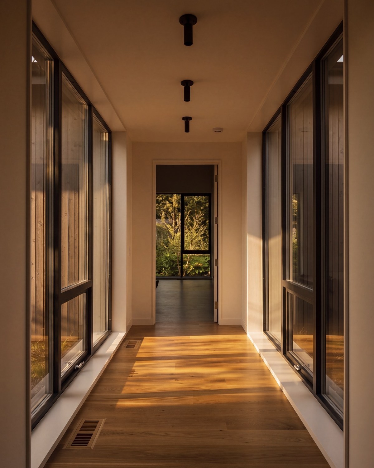 Hallway glazed along its length, 6 Great Circle