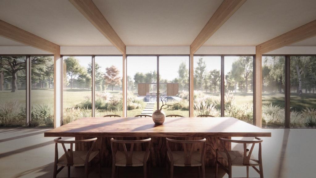 Dining room opening to the garden at 540 Hands Creek